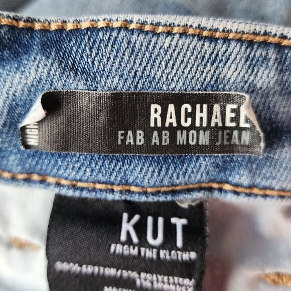 Kut From The Kloth Rachael Fab Ab Mom Jean Button Fly High Rise Raw Hem Jeans 2 - Picture 7 of 10